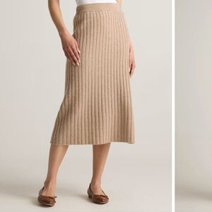 Quince Mongolian Cashmere Ribbed Midi Skirt In Oatmeal